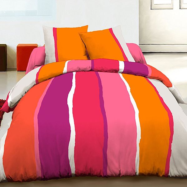 Parure housse de couette 220x240 cm 100% coton Lilly orange Parure housse de couette 220x240 cm 100% coton Lilly orange