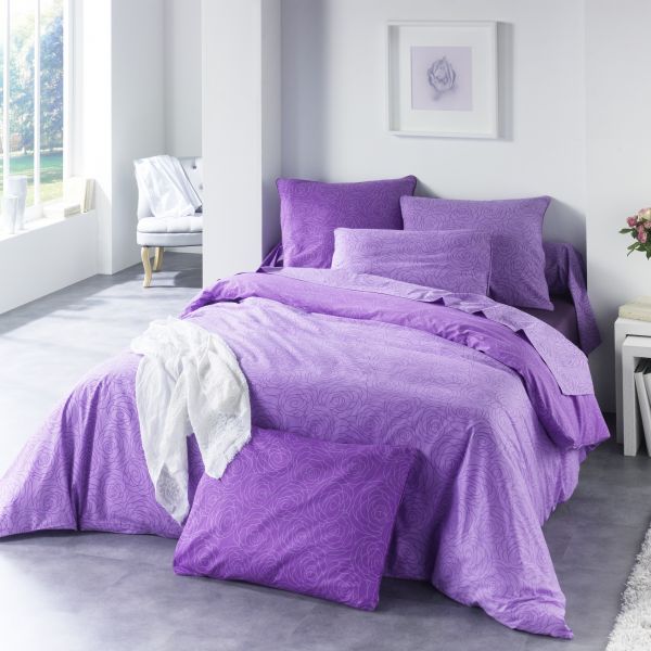 Parure de couette 100% Coton 57 fils Victoria lila Parure de couette 100% Coton 57 fils Victoria lila