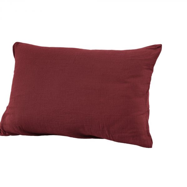 Taie d'oreiller 50x70 cm Gaze de Coton Lie De Vin