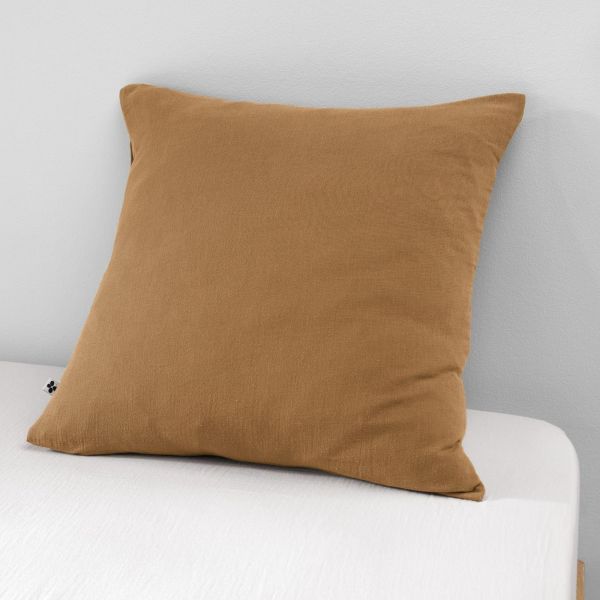 Taie d'oreiller 60x60 cm Gaze de Coton Camel