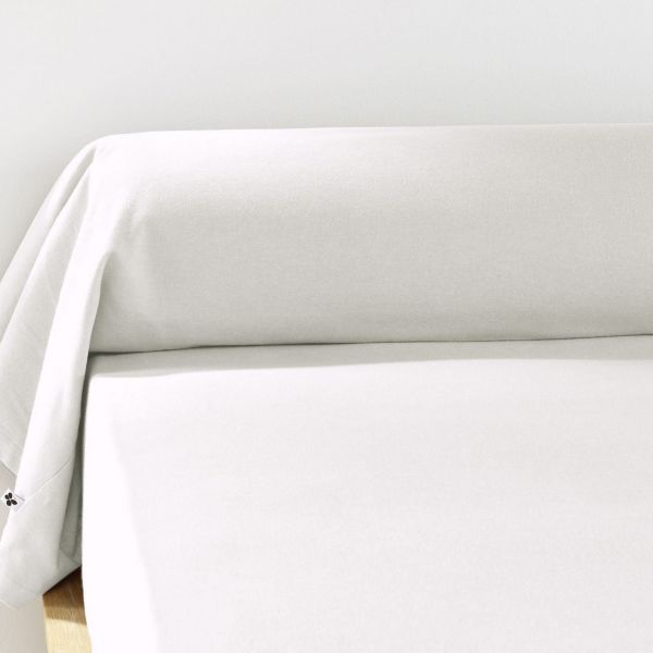 Taie de Traversin 85x185 cm Flanelle de Coton Neige