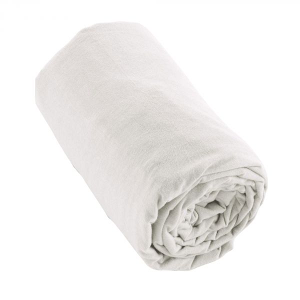 Drap housse 140x190 +30 cm Flanelle de Coton Neige