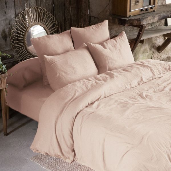 Housse de couette 140x200 Gaze de Coton Guimauve