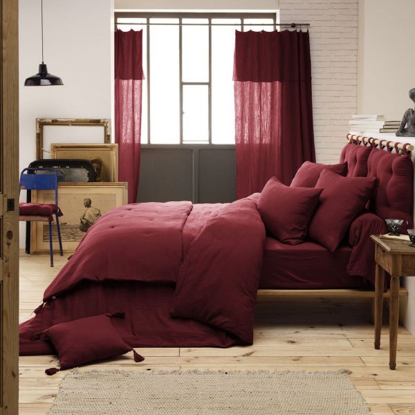 Housse de couette 140x200 Gaze de Coton Lie De Vin