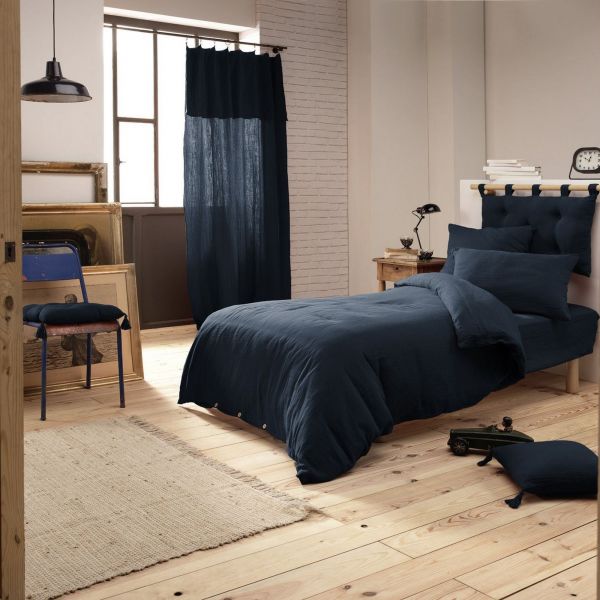 Housse de couette 140x200 Gaze de Coton Minuit