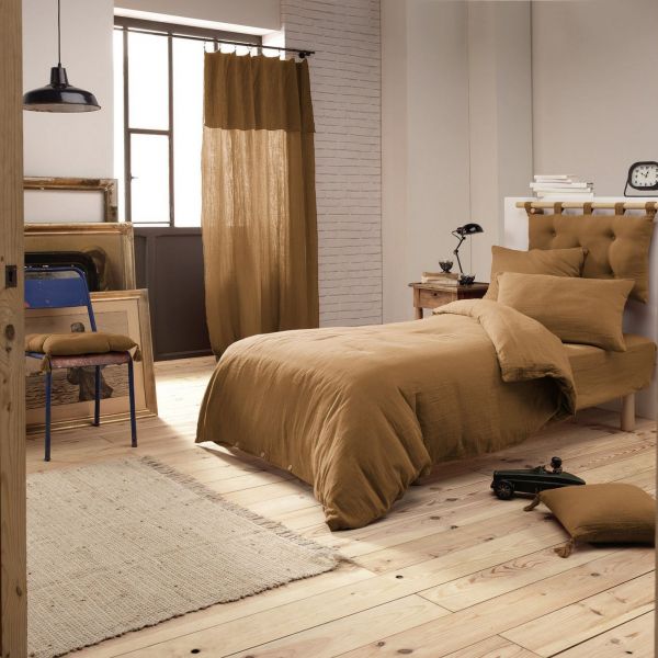 Housse de couette 140x200 Gaze de Coton Camel