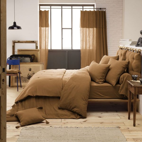 Housse de couette 220x240 Gaze de Coton Camel