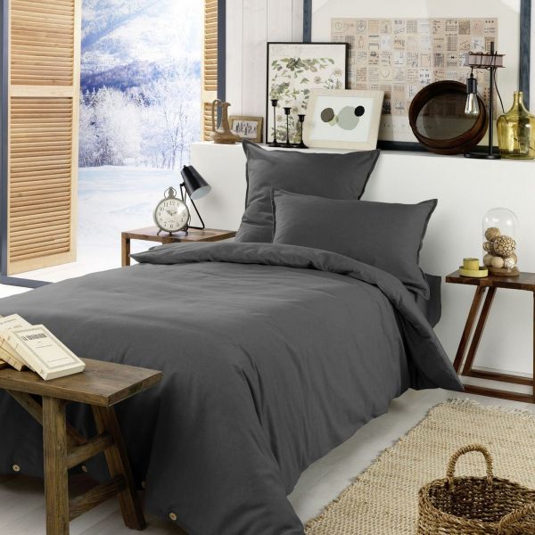 Housse de couette 140x200 Flanelle de Coton Orage