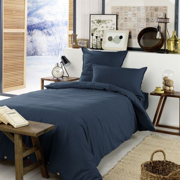 Housse de couette 140x200 Flanelle de Coton Nuit