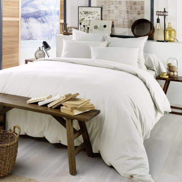 Housse de couette 220x240 Flanelle de Coton Neige