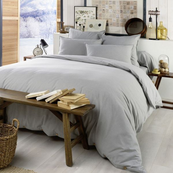 Housse de couette 240x260 Flanelle de Coton Brume