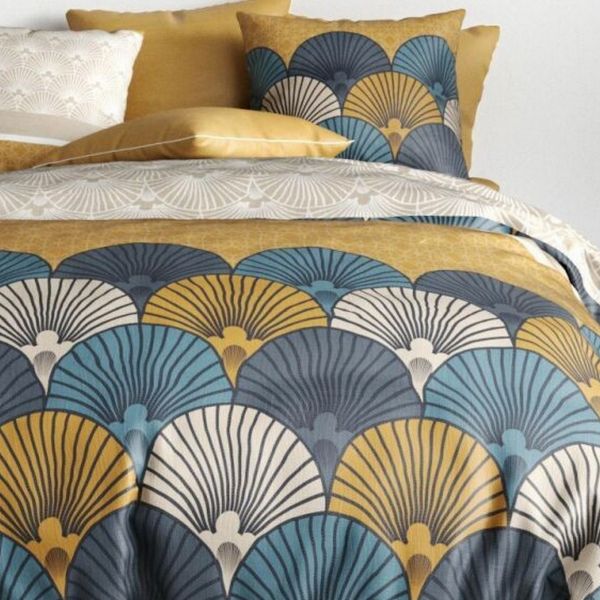 Housse de couette 220x240 cm + 2 taies d'oreiller 63x63 cm Coton Maka