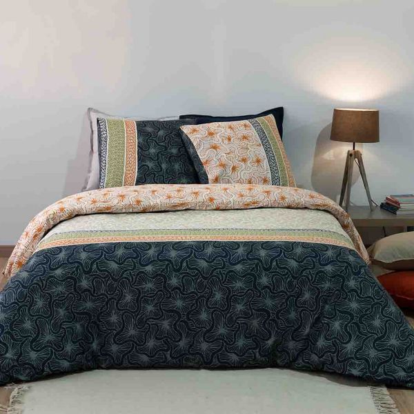 Parure de lit - Housse de couette réversible Percale de Coton 71 fils + taie Bel