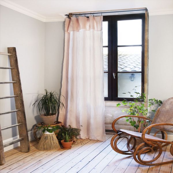 Rideau Ajustable 140x300 cm Gaze de Coton Guimauve