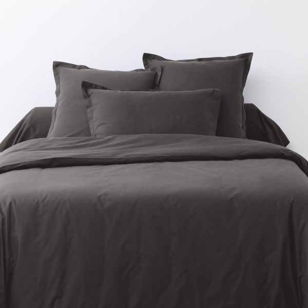 Housse de couette 240x260 cm + 2 taies d'oreiller 63x63 cm Coton 57 fils Gris Fo
