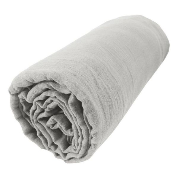 Drap housse 140x190 cm en Gaze de coton Gaïa Nuage