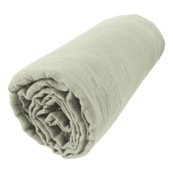 Drap housse 90x190 cm en Gaze de coton Gaïa Vert d’eau