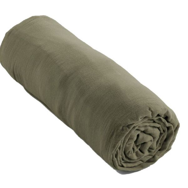 Drap housse 90x190 cm en Gaze de coton Gaïa Romarin