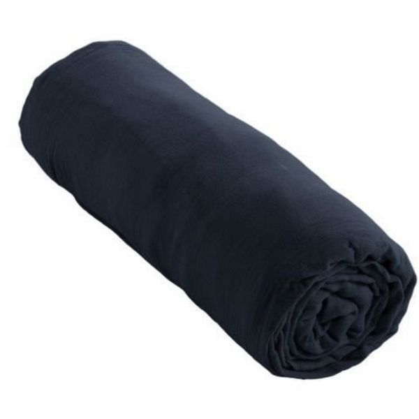 Drap housse 90x190 cm en Gaze de coton Gaïa Minuit