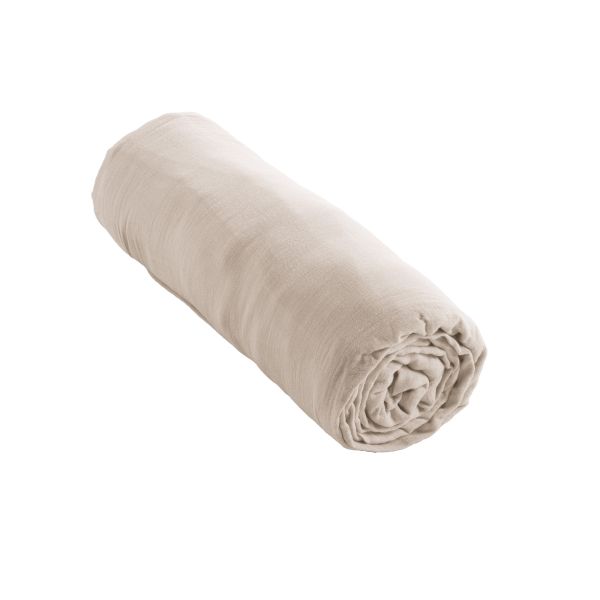 Drap housse 180x200 cm en Gaze de coton Gaïa Naturel