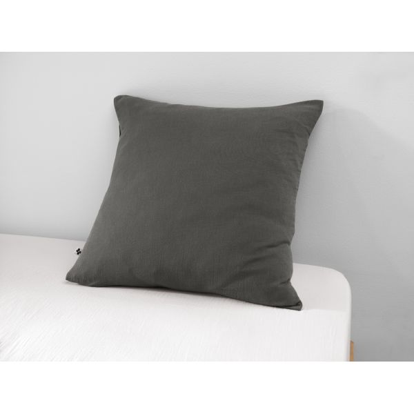 Taie d'oreiller 60x60 cm Gaze de coton Gaïa Granit