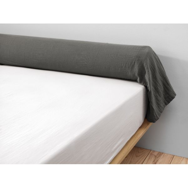 Taie de traversin 85x185 cm Gaze de coton Gaïa Granit