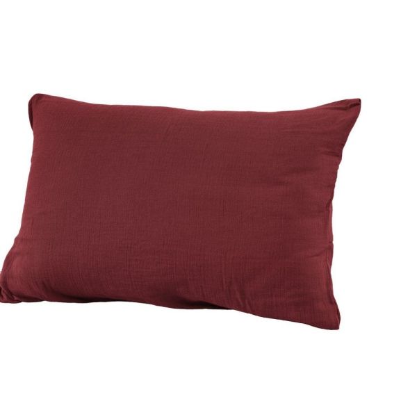 Taie d'oreiller 50x70 cm Gaze de coton Gaïa Lie De Vin