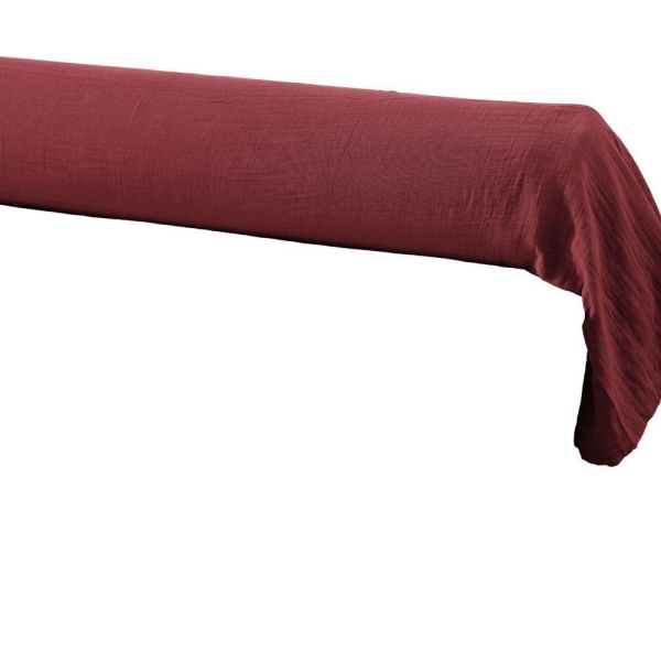 Taie de traversin 85x185 cm Gaze de coton Gaïa Lie De Vin
