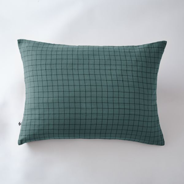 Taie d'oreiller 50x70 cm Gaze de coton Gaïa à petits carreaux Canard