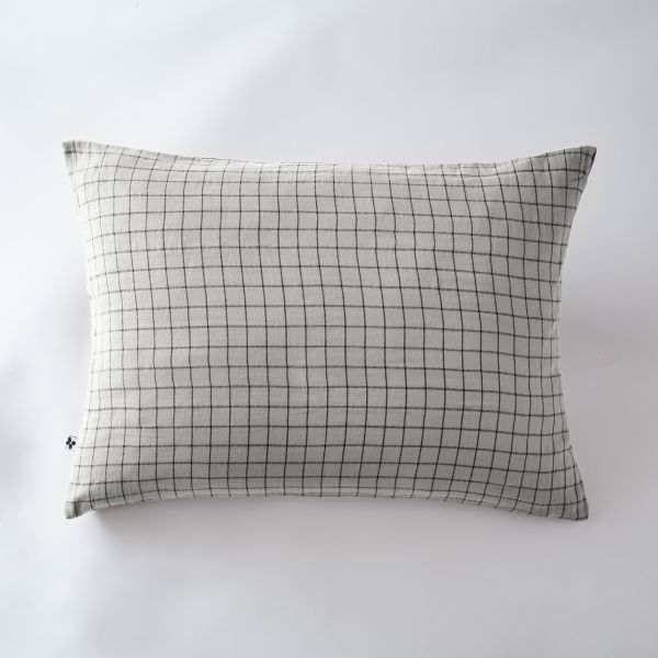 Taie d'oreiller 50x70 cm Gaze de coton Gaïa à petits carreaux Nuage