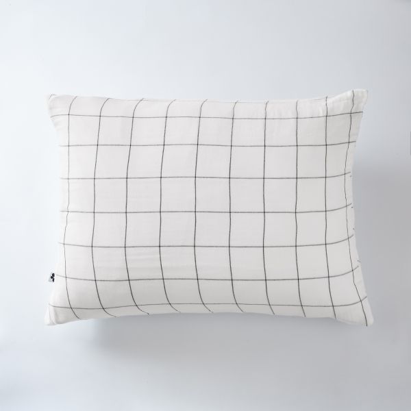 Taie d'oreiller 50x70 cm Gaze de coton Gaïa à grands carreaux Chantilly