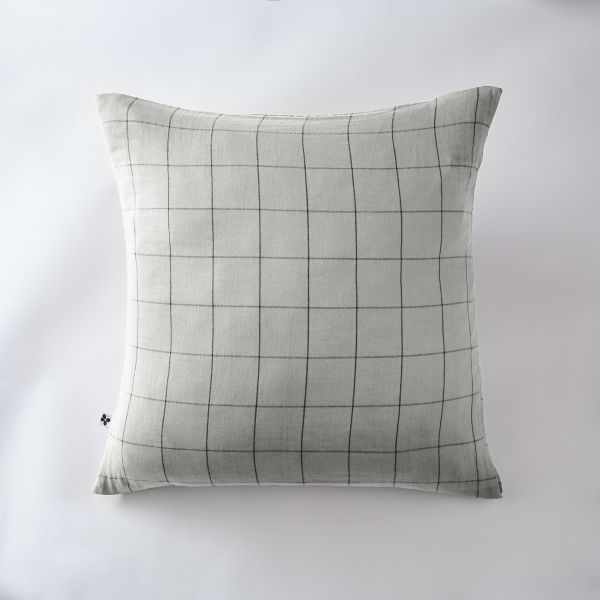 Taie d'oreiller 60x60 cm Gaze de coton Gaïa à grands carreaux Nuage