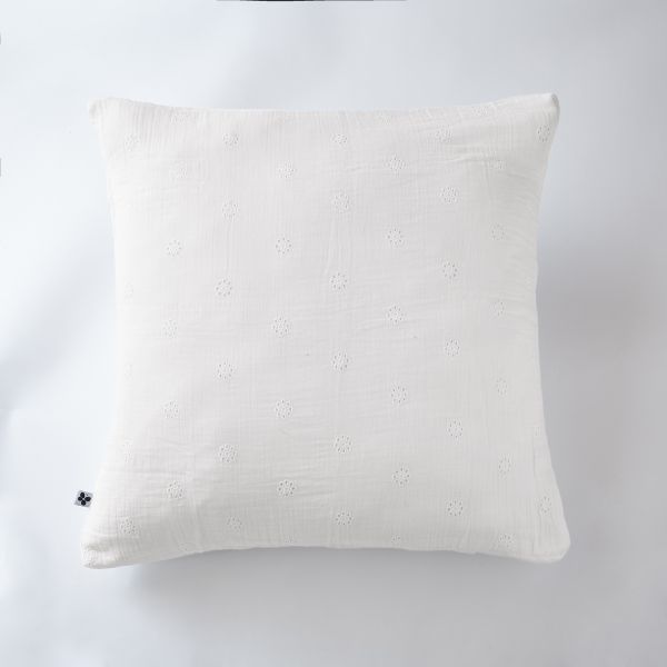 Taie d'oreiller 60x60 cm Gaze de coton Gaïa à fleurs Chantilly