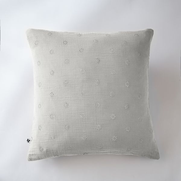 Taie d'oreiller 60x60 cm Gaze de coton Gaïa à fleurs Nuage