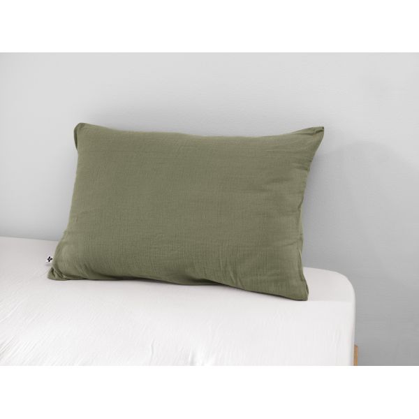 Taie d'oreiller 50x70 cm Gaze de coton Gaïa à fleurs Romarin