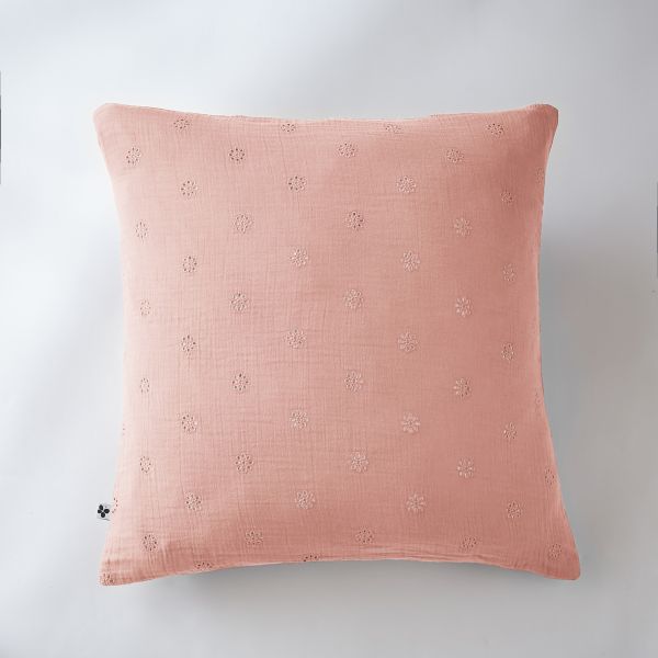 Taie d'oreiller 60x60 cm Gaze de coton Gaïa à fleurs Rose