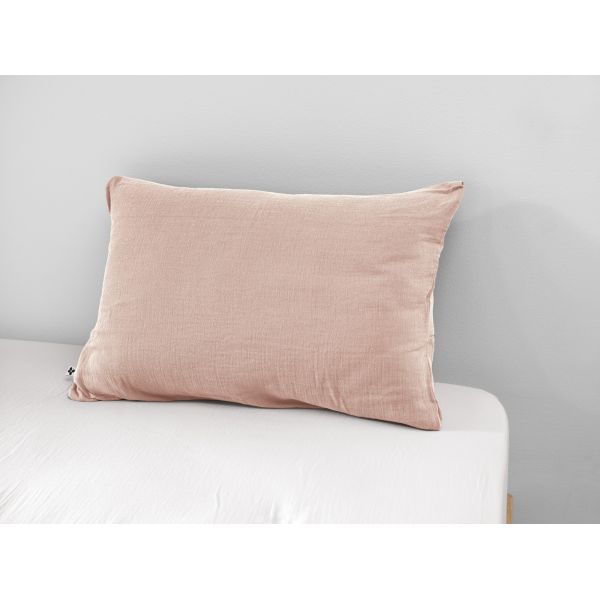 Taie d'oreiller 50x70 cm Gaze de coton Gaïa à fleurs Guimauve