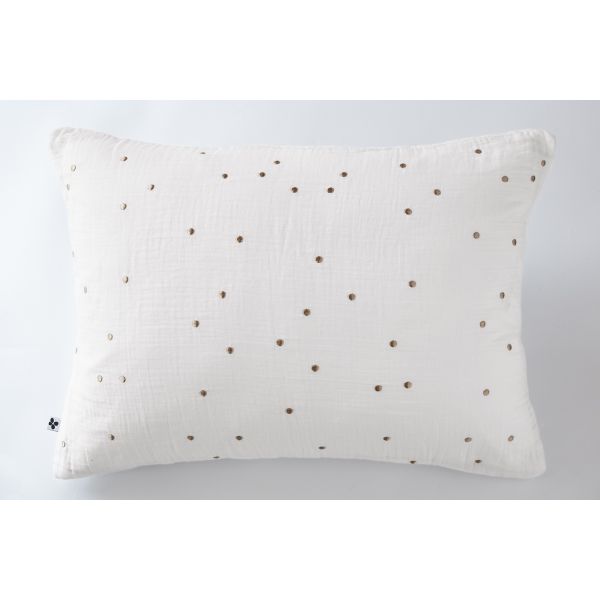 Taie d'oreiller 50x70 cm Gaze de coton Gaïa à pois brodés Chantilly