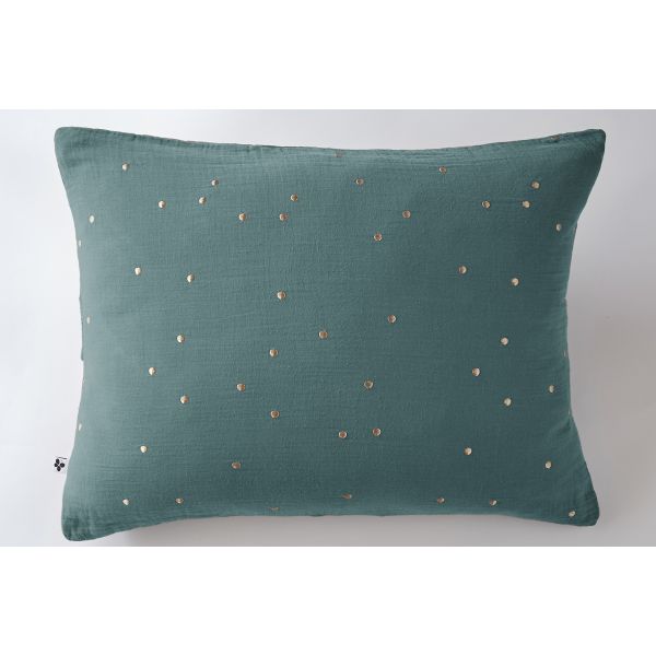 Taie d'oreiller 50x70 cm Gaze de coton Gaïa à pois brodés Canard