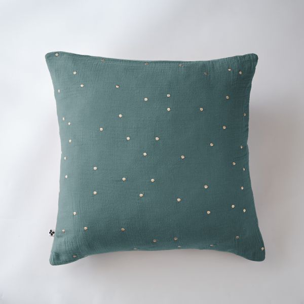 Taie d'oreiller 60x60 cm Gaze de coton Gaïa à pois brodés Canard