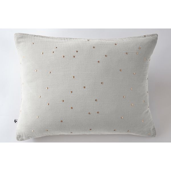 Taie d'oreiller 50x70 cm Gaze de coton Gaïa à pois brodés Nuage