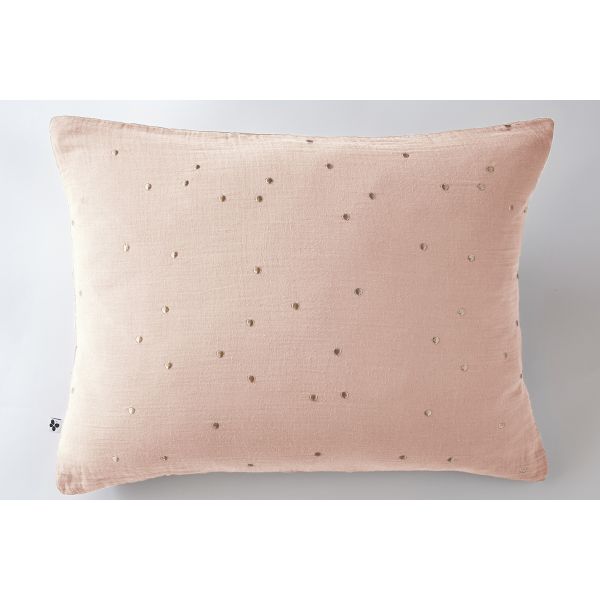 Taie d'oreiller 50x70 cm Gaze de coton Gaïa à pois brodés Guimauve