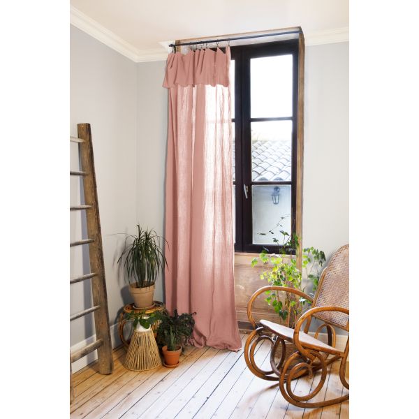 Rideau ajustable 140x300 cm Gaze de coton Gaïa Rose
