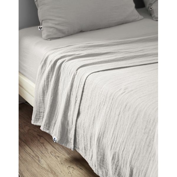 Drap plat 240x300 cm Gaze de coton Gaïa Nuage