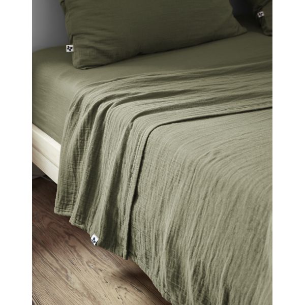 Drap plat 240x300 cm Gaze de coton Gaïa Romarin