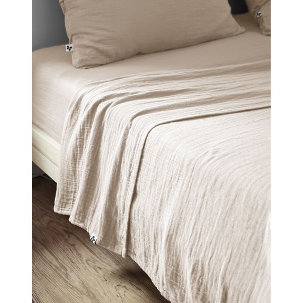Drap plat 240x300 cm Gaze de coton Gaïa Naturel
