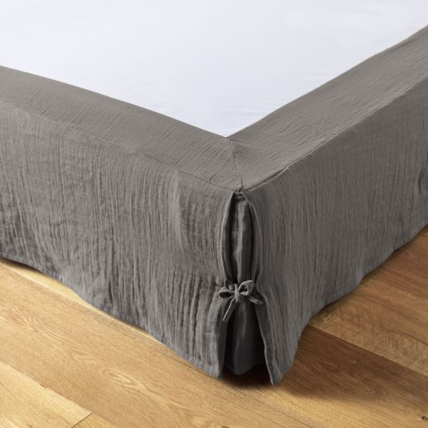 Cache sommier 160x200 cm Gaze de coton Gaïa Granit