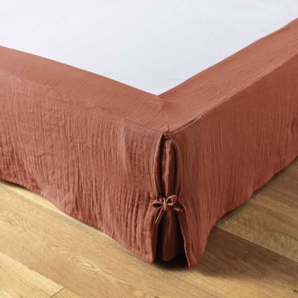 Cache sommier 140x190 cm Gaze de coton Gaïa Terracotta