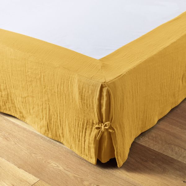 Cache sommier 140x190 cm Gaze de coton Gaïa Safran