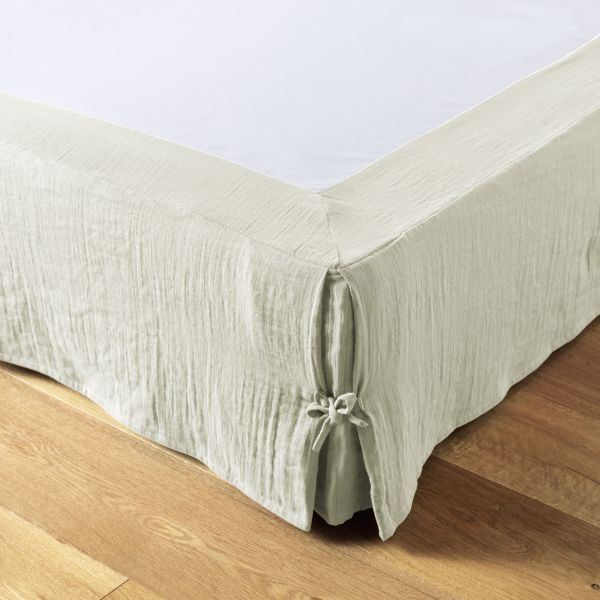 Cache sommier 90x190 cm Gaze de coton Gaïa Vert d'eau